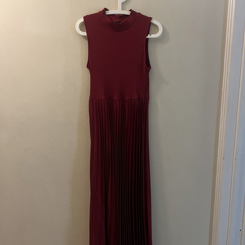 Zara pleated dress, burgundy