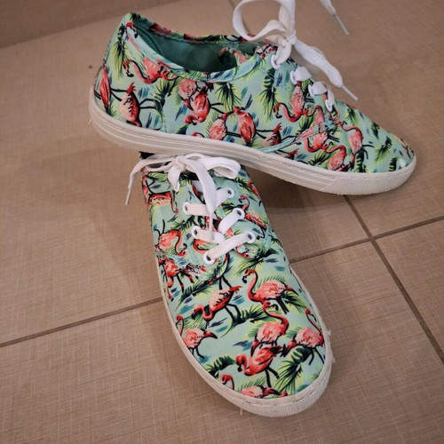 Esmara canvas shoes like new, colorful, size 36 with flamingo design