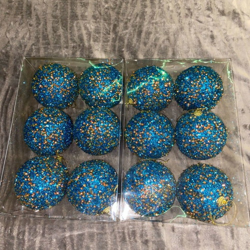 Christmas balls new, pack of 12, large blue