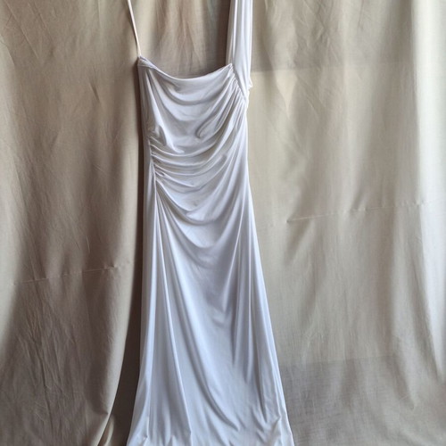 Halston Heritage Small Ivory Satin One Shoulder Maxi Dress like new
