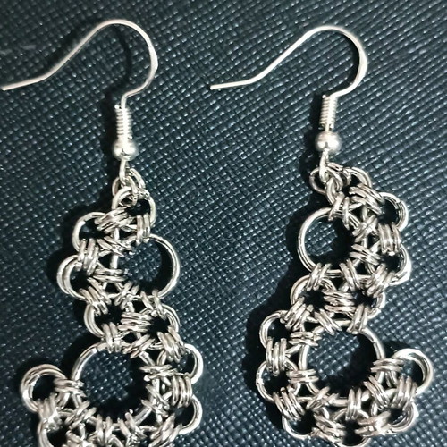 Earrings made of rings new handmade, silver