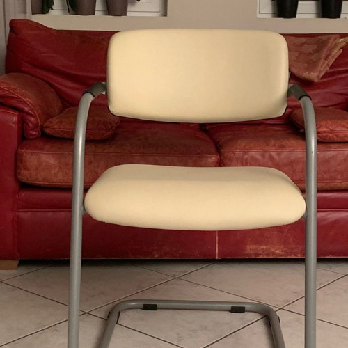 SATO collaboration chairs Club model new, leather, beige, pack of 6