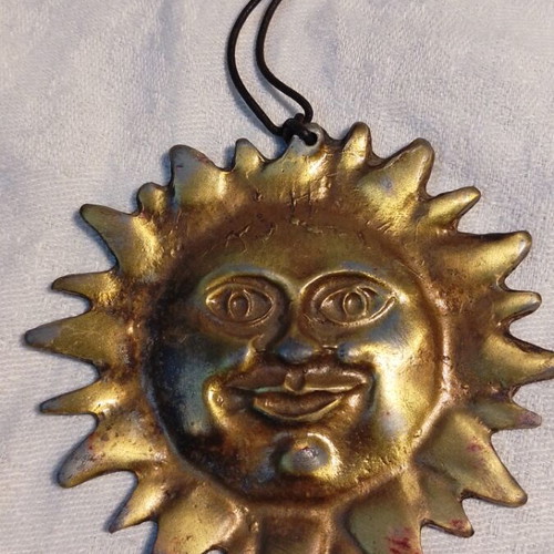 Sun wall decoration vintage metal used