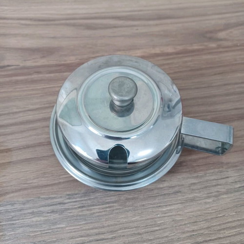 Stainless steel vintage cheese dish with glass bowl from America in very good condition