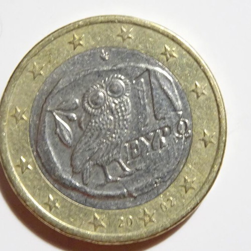 1 euro 2002 Greece used with rare minting errors and S on star