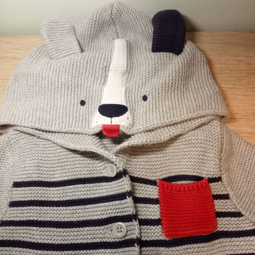 Sweater jacket with dog hood buttons GAP 12/18 months like new