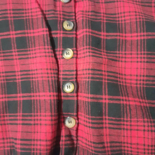 Mini plaid A-line skirt with buttons new, size S, black and red