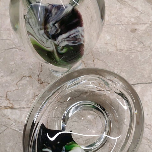 Vintage glass set Jiří Šuhájek used, vase and ashtray