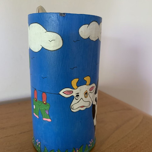 Bamboo Pencil Holder hand-painted, like new