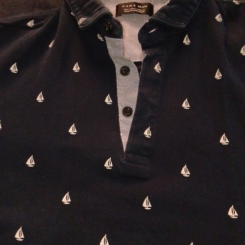 Zara men's short-sleeve shirt small, like new, dark blue