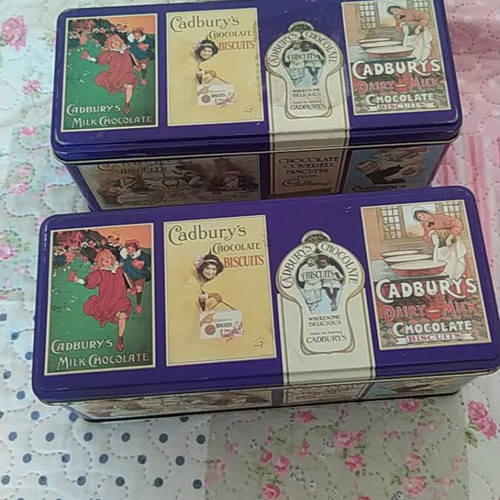 Cadbury's vintage biscuit tins set of 2 used from the 90s