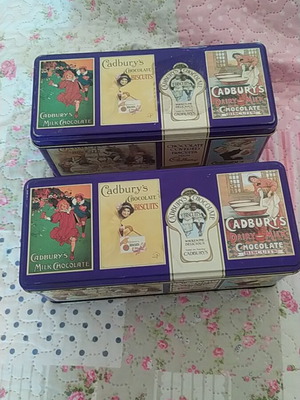 Cadbury's vintage biscuit tins set of 2 used from the 90s