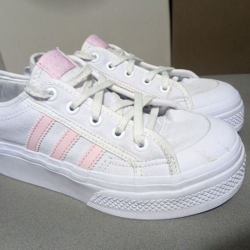 Adidas kids sneakers size 34 white canvas like new