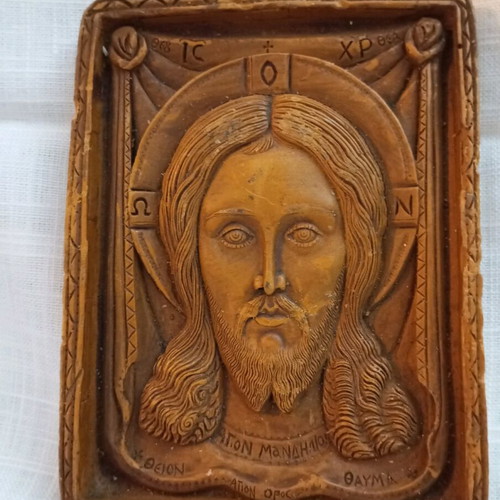 Wax icon from Mount Athos like new, Holy Mandylion 16cm×12cm