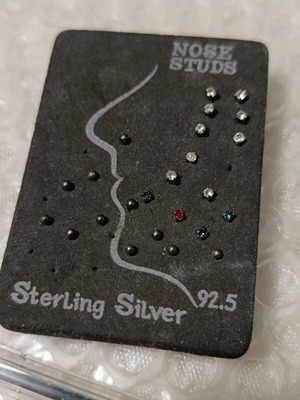 Nose studs new, sterling silver set all together