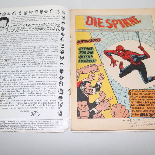 Die Spinne 2 Marvel comic Spiderman used, German language