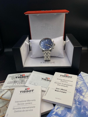 Tissot PRC 200 χρονογράφος από ανοξείδωτο ατσάλι σε άριστη κατάσταση, μπλε καντράν