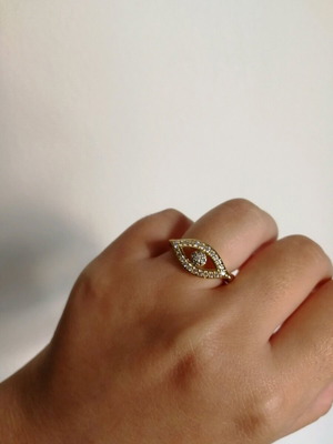 Δαχτυλίδι επιχρυσωμένο με σχέδιο μάτι και ζιργκόν καινούργιο