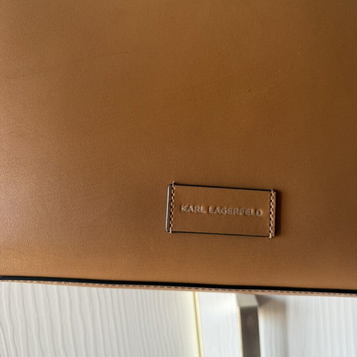 Karl Lagerfeld circle leather shoulder bag, large, brown