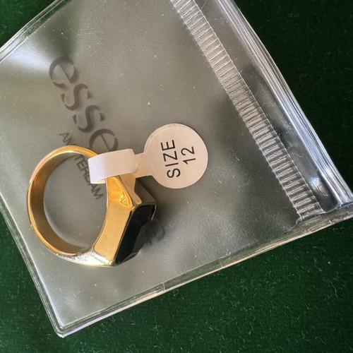 Essence men's ring size 12 stainless steel like new, black and gold