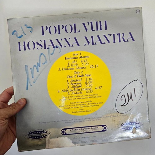 Popol Vuh Hosianna Mantra vinyl record used, rock 1975