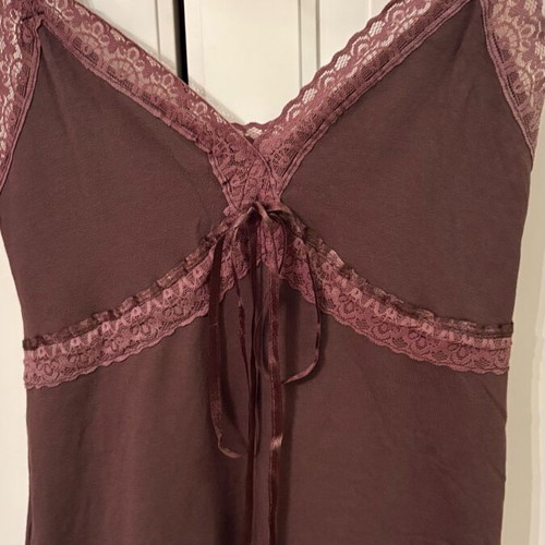 Imperial brown cami top with ruffles and lace size S like new