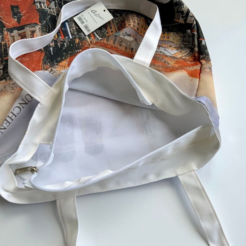 Munich Fabric Shoulder Bag with Travel Print New