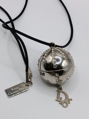 Christian Dior Diorlight vintage long necklace with pendant, silver