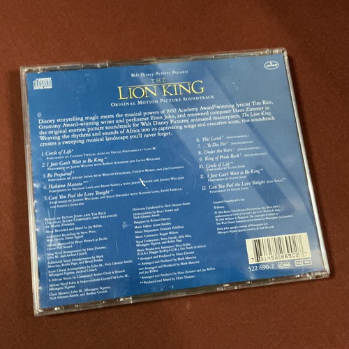 Lion King official CD soundtrack used, pop