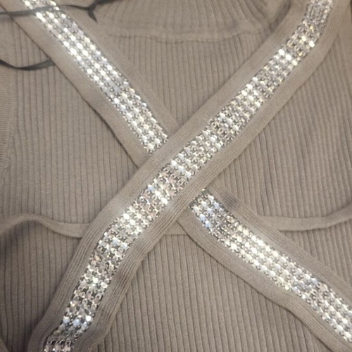 Fullah Sugah sleeveless cotton blouse with rhinestones, new, grey