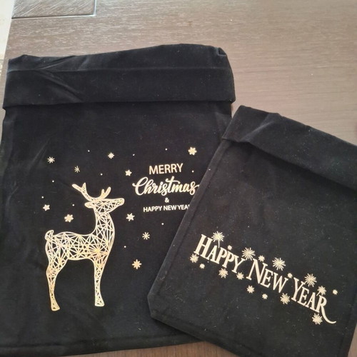 Velvet Christmas Gift Bags Set like new, sizes 27x33 and 20x25 cm