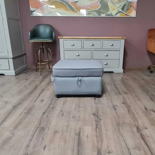 Gray leather stool with storage function new, artificial leather