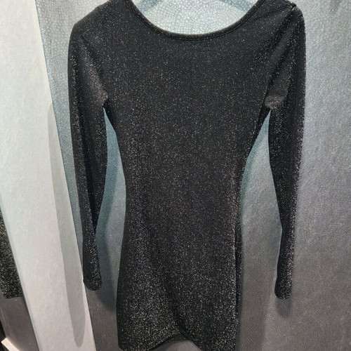 Shein black mini dress new with glitter and silver chain