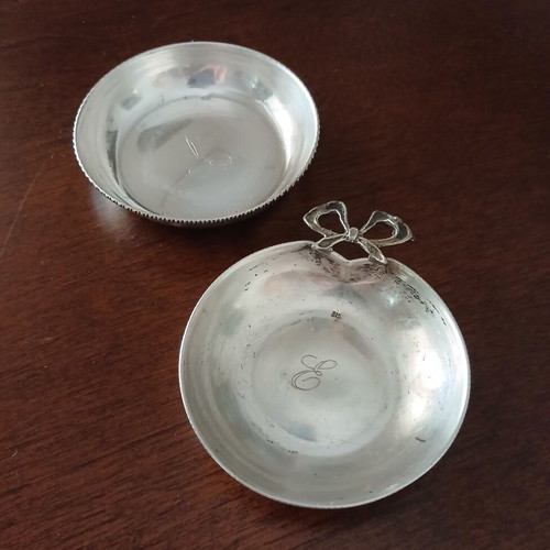 Set of 2 silver 925 decorative vintage small plates