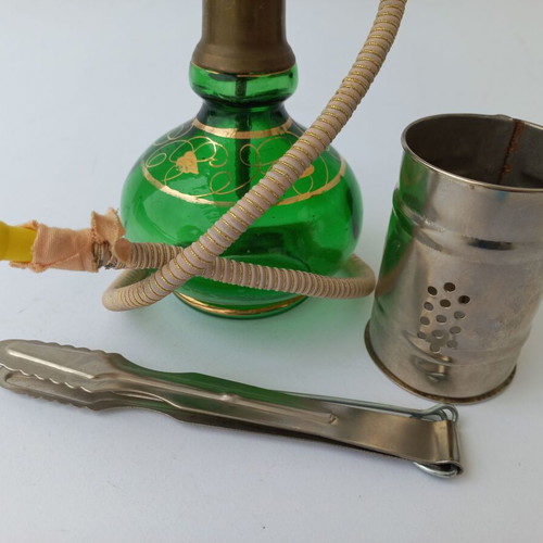 Turkish authentic hookah like new, 90's, glass and brass