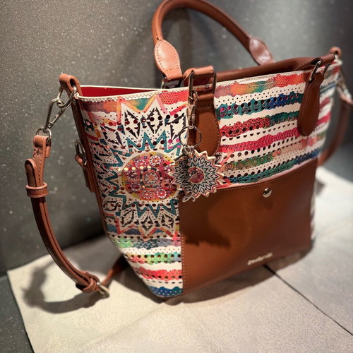 Desigual Multicolor Tote Bag with Mandala Print like new