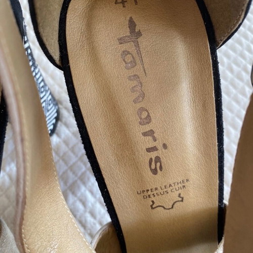 Tamaris sandals new, suede, size 41, black and beige