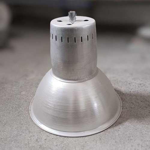 Aluminum bell-shaped ceiling light fixture, industrial design