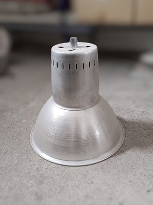 Aluminum bell-shaped ceiling light fixture, industrial design