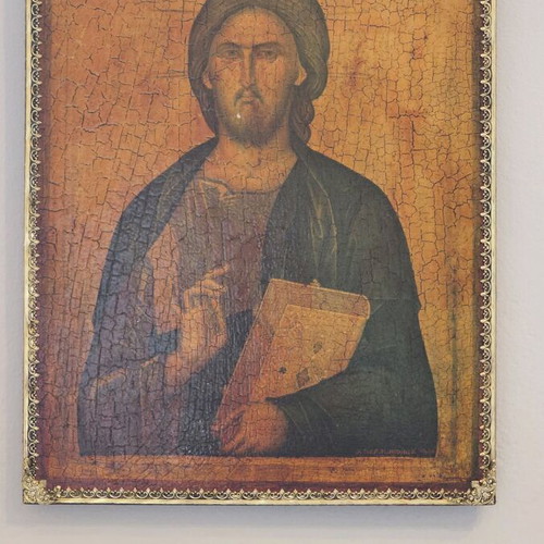 Christ Pantocrator Icon used, Athos style religious art