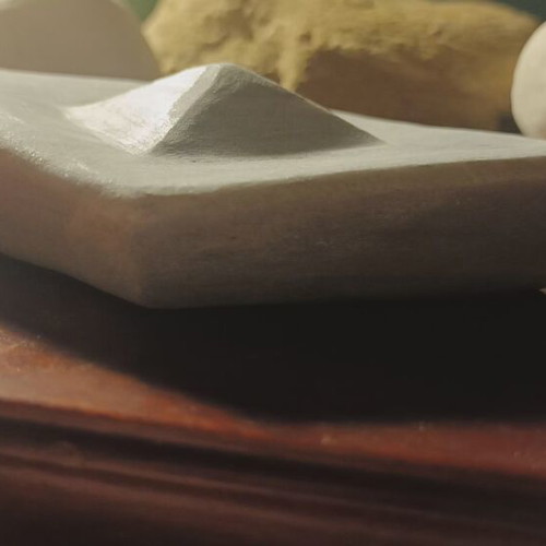 Cycladic marble ship sculpture, handcrafted