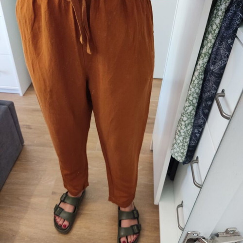 Oysho linen trouser XS, like new, brown-orange