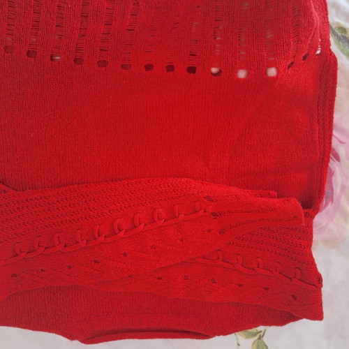 Sarah Lawrence red knitted openwork sweater, size M