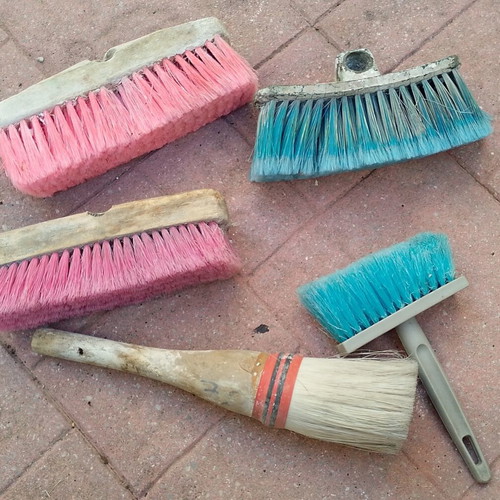 Set of whitewash brushes used, vintage