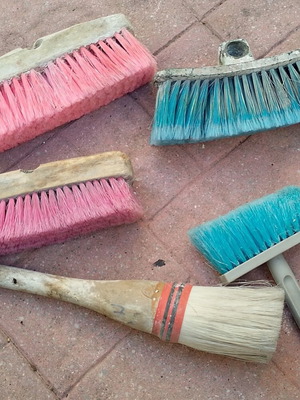 Set of whitewash brushes used, vintage