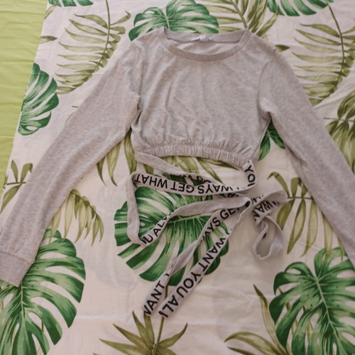 Pink Woman crop shirt used, gray, size S