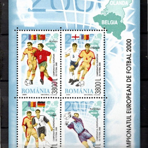 Romania 2000 European Football Championship souvenir sheet mint luxury