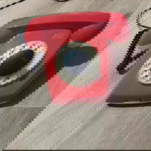 Τηλέφωνο vintage μεταχειρισμένο, κόκκινο ενσύρματο, απόλυτα λειτουργικό