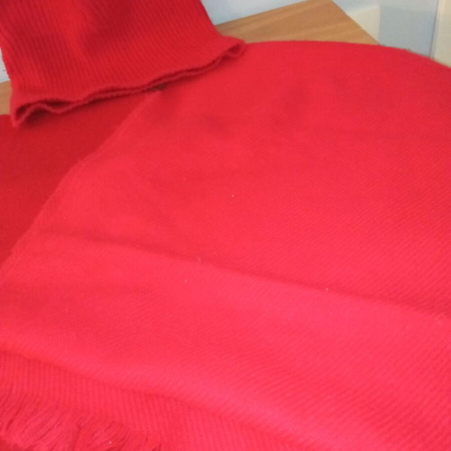 Set of 2 red scarves and red beanie like new (3 pieces)