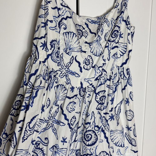 H&M summer dress medium white blue print like new